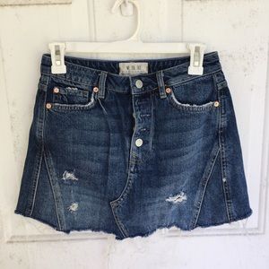 Free People Distressed Denim Skirt